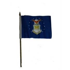 Ant Enterprises U.S. Airforce Emblem Flag 4"x6" Desk Set Table Stick Gold Staff Gold Base