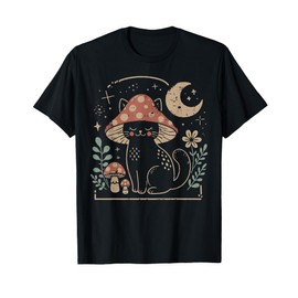 Cat Mushroom Hat Cottagecore Kitten Kitty Women Girls Kids T-Shirt