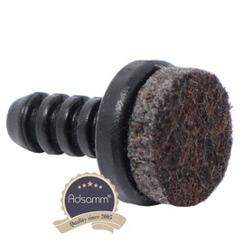 Adsamm® / 32 x Lamellar Plugs with Felt/Black/Diameter 5-6 mm/Round/Furniture Glides for Steel Tube Chairs/End Caps for Round Pipes