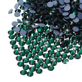 MECCANIXITY 1440 Pcs Hotfix Rhinestones Flatback Crystal Glass Gems for Crafts Clothes DIY Decoration(SS12 3.2mm,Deep Green)