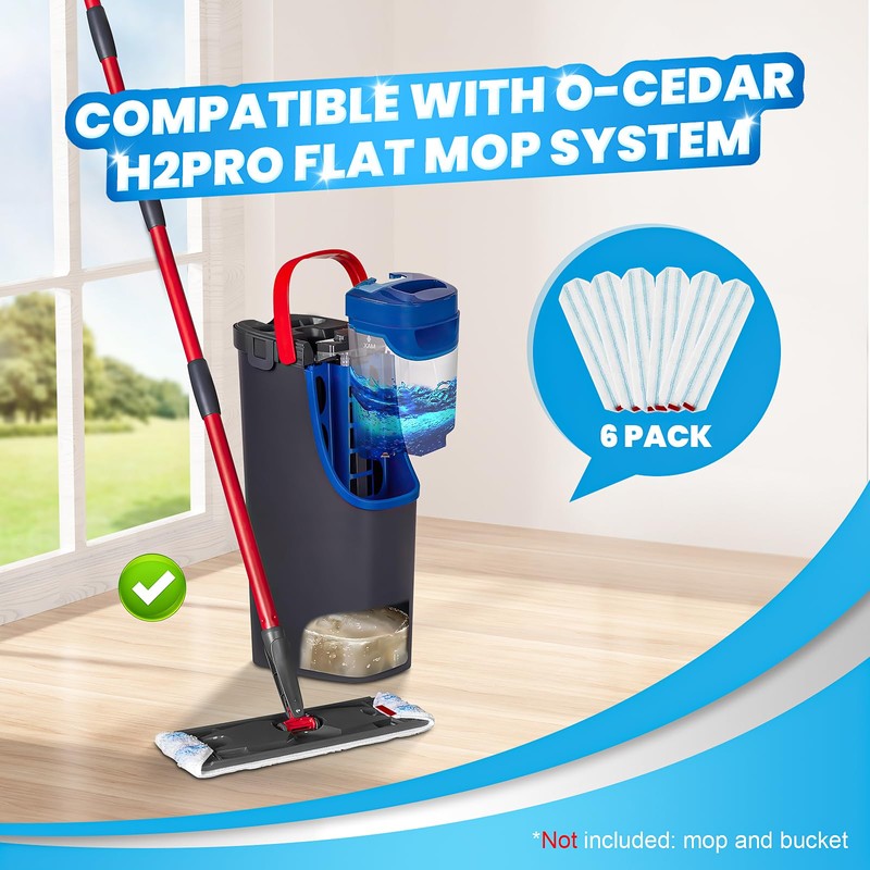 6 Pack Mop Replacement Pads for O-Cedar H2prO Flat Mop,
