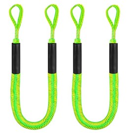 Bungee Dock Lines, 4 Feet Bungee Shock Cords Bungee Docking Rope Mooring Rope for Boat,PWC,Jet ski,Pontoon,Kayak,Canoe,Power Boat,Watercraft (Green Without Hooks)