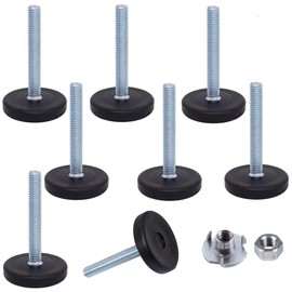 SKIR'CO Furniture Leveling Feet M6 x 40mm Adjustable Round Legs 30mm Diameter M6 Thread Leveling Foot (Nuts Included) Pack of 8