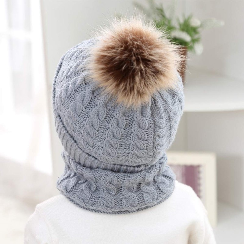 2PCS Toddler Baby Knit Hat Scarf Neckwarmer Winter Warm Beanie