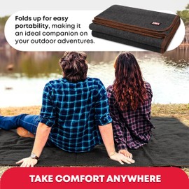Ever Ready First Aid Military Wool Blanket 80% Wool - Warm, Washable, Perfect for Outdoors, Camping, Picnics, Travel, Car & Bushcraft Emergency Blanket, 96" x 66", 5 lbs. - Grey – Twin Size