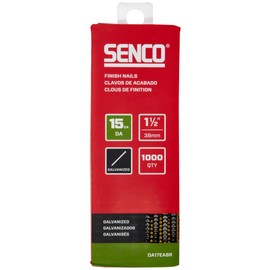 SENCO DA17EABR 34 Degree Collated Finish Nails, 15 Gauge, 1-1/2 Inch Length, Galvanized 1,000 Count Pack