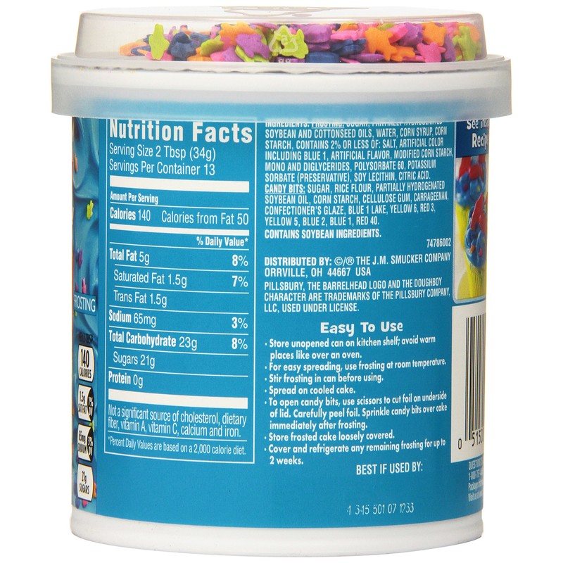 Pillsbury Vanilla Frosting, Funfetti Aqua Blue, 15.6 Ounce (Pack of