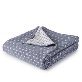 Sterling Creek Dawson Star Muslin Cotton Blanket Three Layers Lightweight Breathable Gauzy Blanket for Adults, All Season (King, Blue)