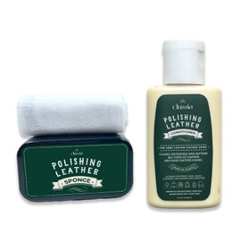 CLUSSIA Travel Care Kit for Real and Faux Leather Goods | Made in France | Cleans, Nourishes| Softens & Shines | 1.42 fl oz (42ml) | Acondicionador para Cuero Natural y sintético | Uso en carteras,