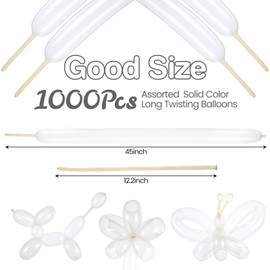 Lenwen 1000 Pcs Long Balloons Bulk 260 Balloons Latex Twisting Balloons Decoration for Birthday, Wedding, Festival, Clowns, Party Supplies (Clear)