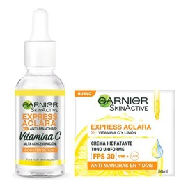 Duo Garnier Express Aclara Serum Crema Momento Aplicación Día Tipo Piel Normal