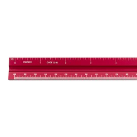 Alumicolor Aluminum Engineer Solid Drafting Scale, 12IN, Red