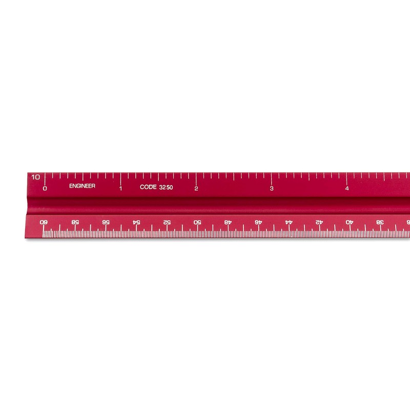 Alumicolor Aluminum Engineer Solid Drafting Scale, 12IN, Red