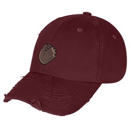 JPAK Baseball Glove Vintage Dad Hat Frayed Embroidered Cap Sport Maroon