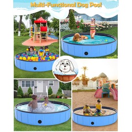 Instraella 79'' Extra Large Dog Pool Foldable Plastic Pool for Large Dogs,1mm Durable and Collapsible Pet Bathing Tub Portable Outside Swimming or Kiddie and Dogs