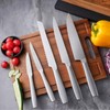Silver Knife Set with Double Sided Wooden Magnetic Block,6-Piece Stainless