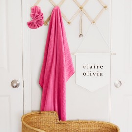 AQOKKA Newborn Receiving Blanket with Bow Hat Mittens Wooden Card Set Wheat-Pattern Newborns Toddler Baby Boy Girl Nursery Swaddle Wrap