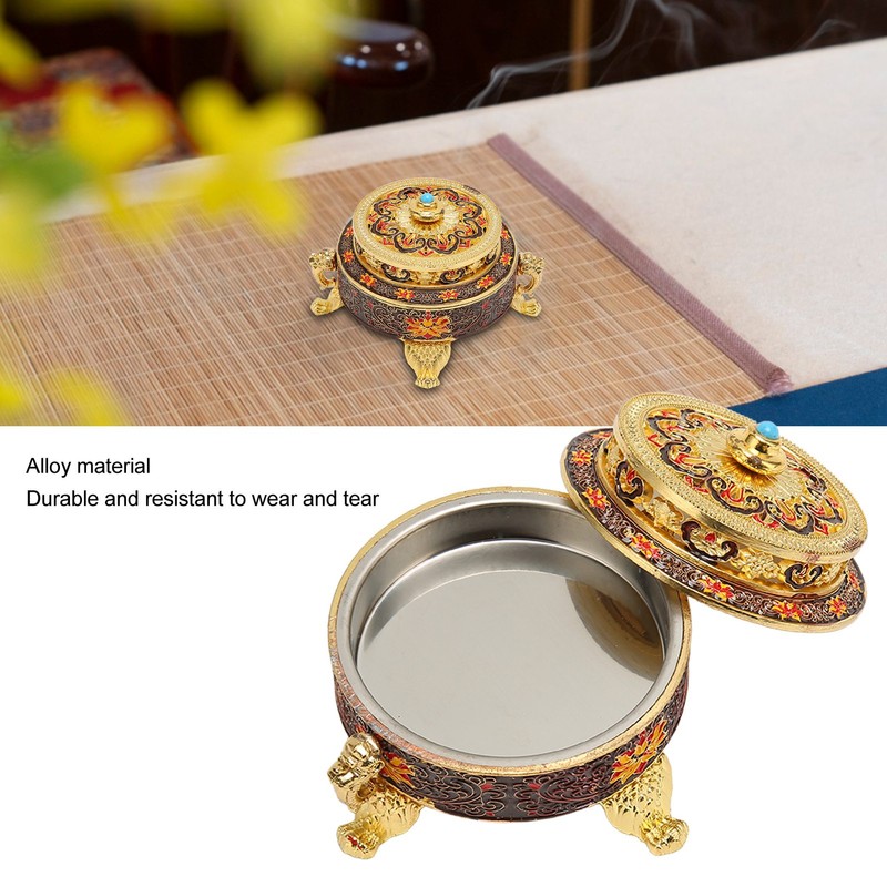 Trinket Incense Burner with Lid Handcraft Antique Polished Process for