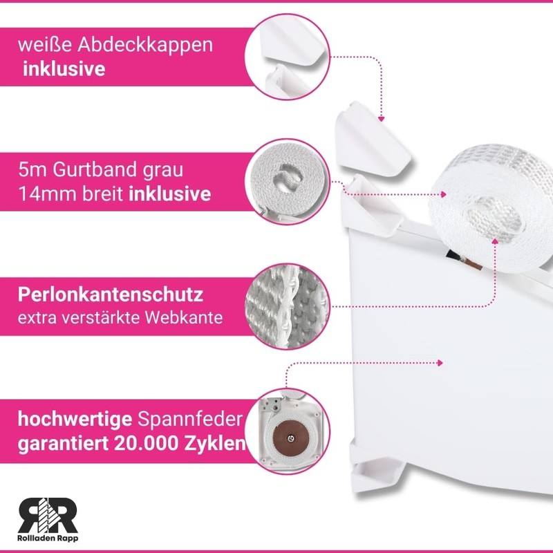 Rollra Surface-Mounted Roller Shutter Winder Including Caps and Belt 14