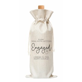 Engagement Wine Gift Bag, Wine Bag for Getting Married, Engagement, Bride and Groom, Couples, Her, Him, Wedding, Save the Date Wedding, 1 Pc Burlap Wine Bottle Cover Bag (a19)