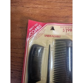 Cardinal Comb Corp. Vintage Beauty Trio Combs Unbreakable Set NOS New Old Stock Hairlift Shampoo Rak
