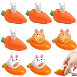 Easter Bunny, Easter Gifts Children, Pack of 8 Easter Gifts Children, Wind-Up Rabbits with Carrot, Rabbit Easter Decoration, Funny Wind-Up Toy Easter Bunny, Easter Gift for Children Boys Girls