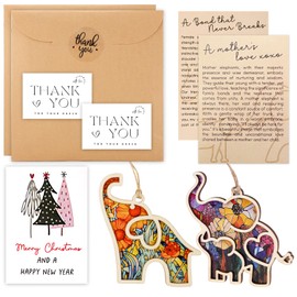 2pcs Friendship Elephant Ornament with Story Card, 2 Style Elephant Hanging Ornament Friendship Gifts for Women Sister Best Friend