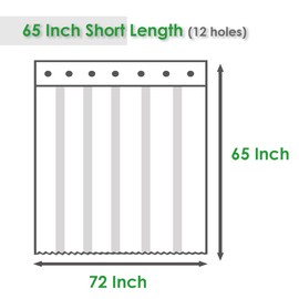 WellColor Short Shower Curtain Liner 65 inch, Pebble Translucent EVA Bath Shower Liners, Heavy Duty, Cobblestone, 72 x 65 inch
