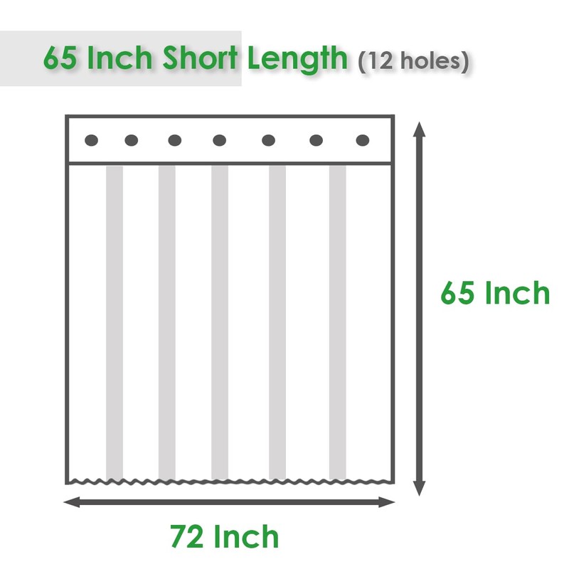 WellColor Short Shower Curtain Liner 65 inch, Pebble Translucent EVA