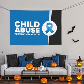 Child Abuse Prevention Awareness Month Blue Ribbon Backdrop Banner Holiday Decoration Photo Booth Background Tapestry Decor Supplies For Party Home Office 47 * 71 Inches