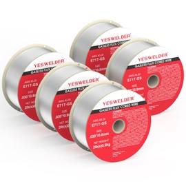 YESWELDER Flux Core Gasless MIG Wire, E71T-GS Mild Carbon Steel .030-Inch Diameter 2-Pound, Strong ABS Plastic Spool Welding Wire (5 Packs)