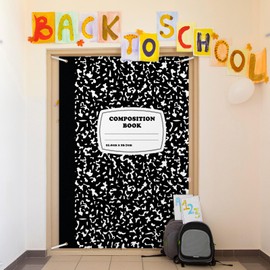 Hahafelt School Backdrop Notebook Paper Backdrop Welcome First Day of School Decorations Composition Classroom Bulletin Board Party Supplies for Classroom Office(6.6 x 4.4ft,Composition)