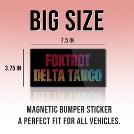 Magnet Sticker Foxtrot Delta Tango FDT Classic Line Retro Subtle Leftist Feminist Social Justice Human Rights Democrat Black Magnet for Bumper, Refrigerator, Cruise Door, Car, Truck 7.5x3.75in