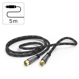 Hama TV Aerial Cable Satellite Cable 5 m, F-Connector to F-Connector (120 dB Satellite Cable Quadruple Shielded with Ferrite Coaxial Cable, Gold-Plated Metal Connectors, Satellite Connection Cable for