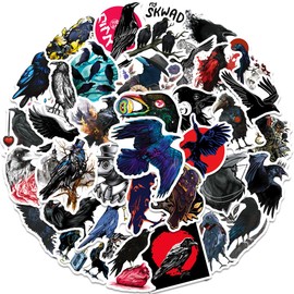 Crow Stickers Pack of 50 Vinyl Cartoon Horror Bird Stickers for Water Bottle Laptop Skateboard Motorcycle Luggage Bumper Bicycle Car Waterproof Animal Crow Stickers for Adults Children Girls