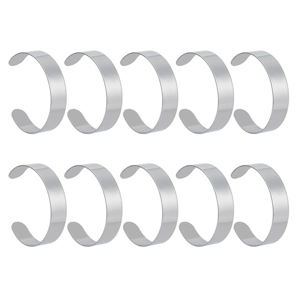 GOMAKERER 10 Pcs 304 Stainless Steel Blank Core Bracelets 0.6inch