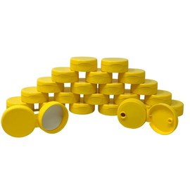 CLEARVIEW CONTAINERS Honey Bear Replacement Lids (38mm Yellow Flip Top Lid - 24 Pack)