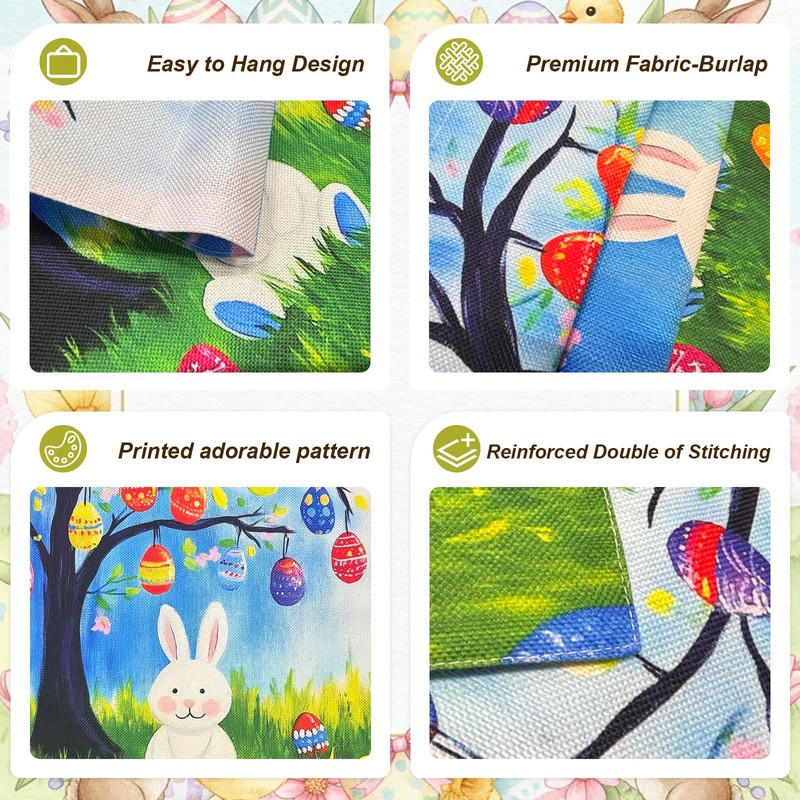 JRED Happy Easter Garden Flags 12x18 Inch, Double Sided Easter