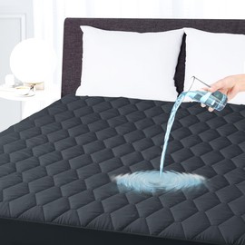 Cal King Waterproof Mattress Protector, Breathable Noiseless Mattress Cover, Deep Pocket Fit Up to 21 Inches, Quilted Alternative Filling Mattress Pad Cover (Grey)