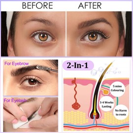 Black Eyebrow Tint - 2-in-1 Eyelash Tint & Eyebrow Dye Kit - Waterproof Eye Brow and Lash Tint Kit Long Lasting - Natural Black Eyelash Dye 10min Fast & Easy for Starters Home Use