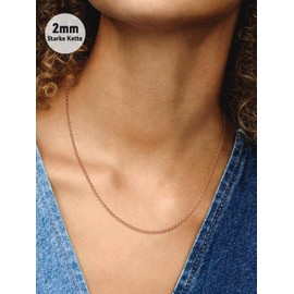 FaithHeart Women's Chain, 2 mm Anchor Chain Link Chain in Silver/Gold/Rose Gold/Black, Stainless Steel Rolo Chain 35 cm - 75 cm, Chains for Birthday, Valentine's Day, Mother's Day, Stainless Steel, No