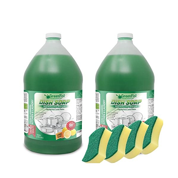 GreenFist Green Dish Soap [ Lemon Scent ] Manual Pot