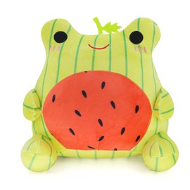 FAFVBING Chubby Frog Plush Pillow, Room Decor Plush Toy, Animal Cute Plush Toy, Gift for Kid9 INs(Watermelon)