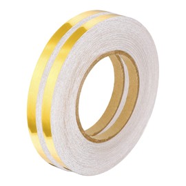 QUARKZMAN 2 Stück Bodenfliesen Goldfolienlinien Metallic-Spiegelband 0,4" x164 ft Selbstklebendes Dekor Bodenwandnahtaufkleber Wasserdichtes Spaltabdichtungsband für Küche Badezimmer Schrank