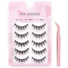 MAEXUS False Eyelashes, Bulk Lashes, Set of 5, [Choice of Photo/COSPLAY] Black Axe, Natural, Makes Your Eyes Look Large, Flexible Shaft, Ultra Lightweight, Handmade, Reusable, Daily Makeup, Cosplay