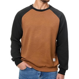 Dokotoo Men Men's Crew Neck Big and Tall sweatshirts for Men Loose Fit Patchwork Geometric Texture Long Sleeve Casual Pullover Shirts Pullover Brown 3X-Large