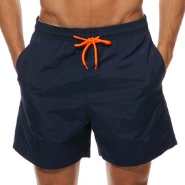 ZWRJDOMUM Men's Dry Fit Performance Short with Pockets (US S (Fits Waist 30.5" - 32",Tag L), D-Navy)
