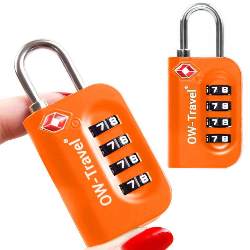 OW-Travel Luggage Locks TSA Approved (2 Pack Orange) 4 Digit