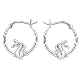 AOVEAO Bunny Earrings 925 Sterling Silver Rabbit Bunny Hoop Huggie Earrings Cute Bunny Earrings Jewelry for Women