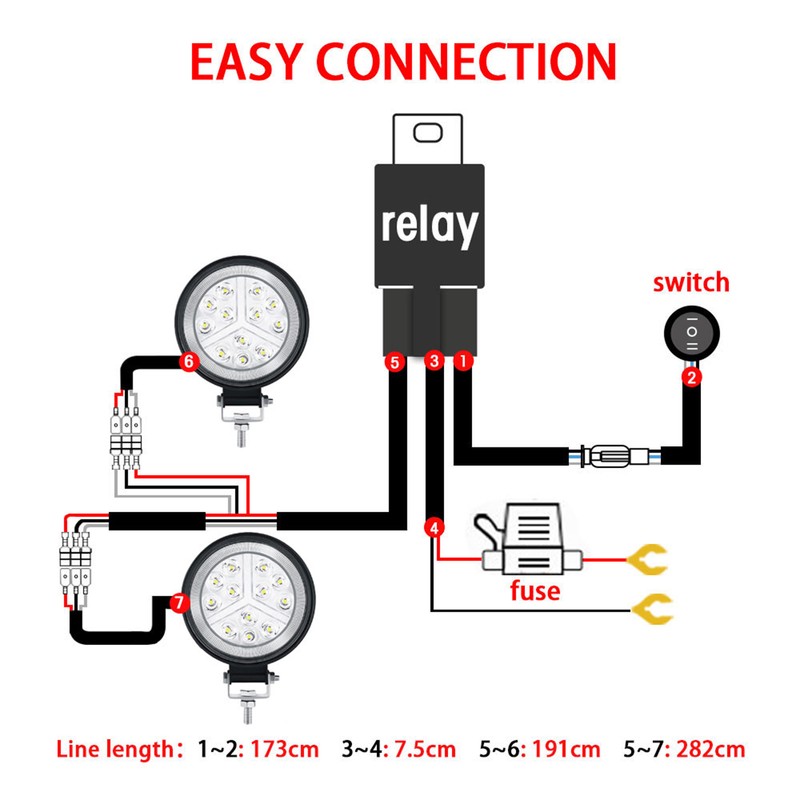 LED Light Bar Wiring Harness Kit, 480W 2 Leads 18